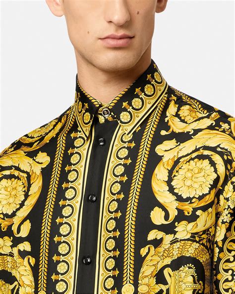 versace fantasia print silk men's designer shirt|Versace barocco silk shirt.